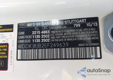 2014 Mercedes-Benz E 350 4Matic z USA, uszkodzony, nr VIN WDDKJ8JB2EF249639